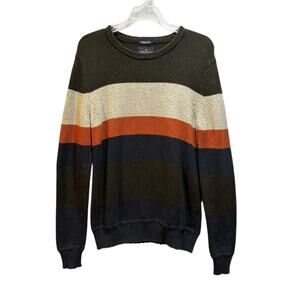 American Eagle crew neck sweater men’s small. Colorblock browns orange cream